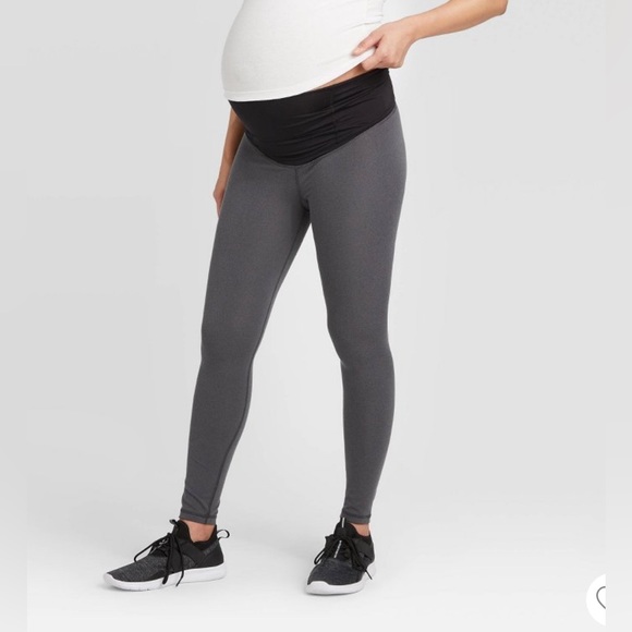 Isabel Maternity by Ingrid & Isabel Pants - Over the belly Active Maternity Gray Leggings Back Support Isabel Matern…